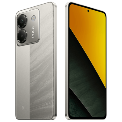 الهاتف الذكي Xiaomi Poco M7 Pro بذاكرة داخلية 256 جيجابايت وذاكرة وصول عشوائي 8 جيجابايت ويدعم الجيل الخامس 5G - لون فضي ضمان لمدة عامين من قبل المستورد الرسمي