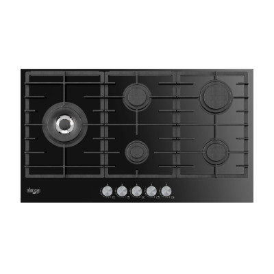 Firegas Proline Built-In Gas Hob 90 Cm, 5 Burners, Black Glass.