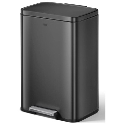 Food Appeal-EKO 50L MADISON Square Trash Bin Black Matte Stainless Steel