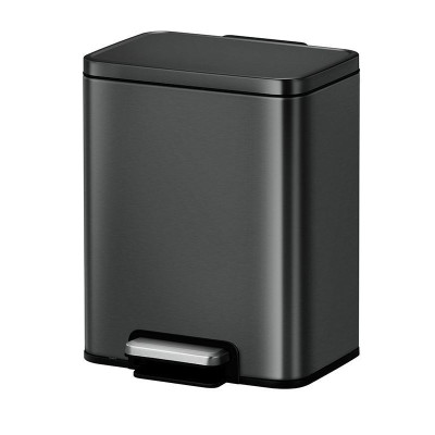 Food Appeal-EKO 20L MADISON Square Trash Bin Matte Black Stainless Steel