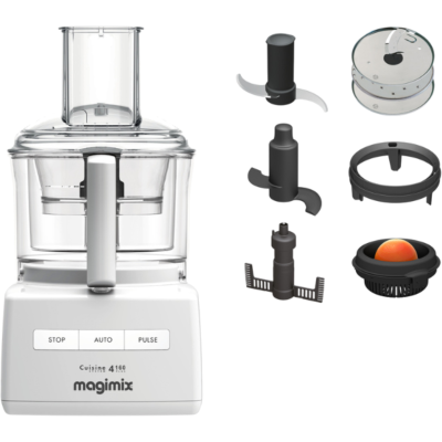  محضر طعام Magimix موديل CS4160 PLUSW، قوي 6 في 1، بضمان الوكيل الرسمي، صنع في فرنسا، باللون الأبيض. 