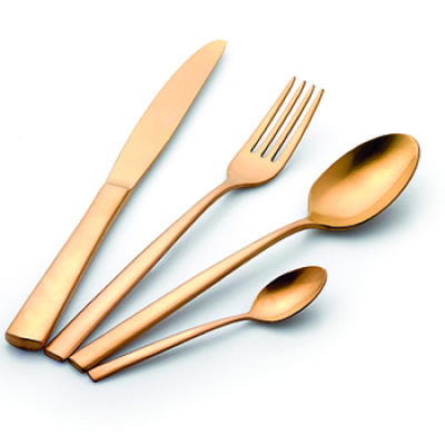 Food Appeal Luxury Knife and Fork Set 24 Pieces PURE GOLD Series Matte Gold Design