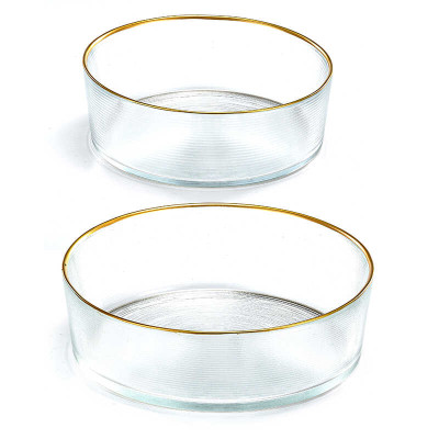 Food Appeal Set of 2 Glass Serving Bowls with Gold Rims CALLA Series