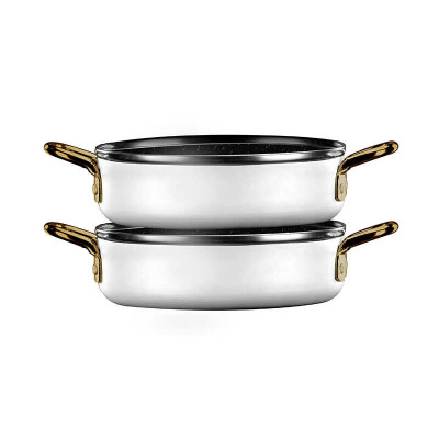 Food Appeal EVERYDAY+ MINI Series Frying Pan Set, White with Gold Handles