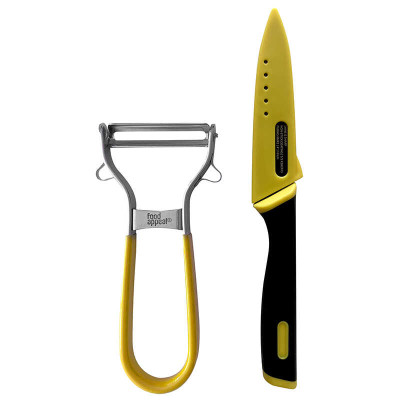 Food Appeal Slicer & Peeler Set, 10cm Slicer Knife + 2Way Peeler SHINE & SHARP Series, Yellow