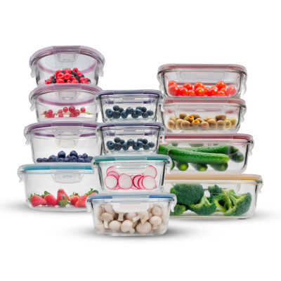 Food Appeal Set of 12 Glass Storage Containers Assorted Sizes GLASS CLOC Series