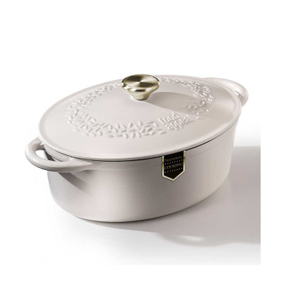 Food Appeal Oval Cast Iron Pot 33.5×12 cm, 6.3 Liters, Heritage Series, Cream
