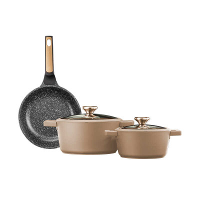 Food Appeal 5-Piece Cookware Set BLACKBERRY, Cream
