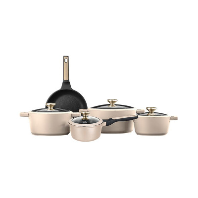 Food Appeal BLACKBERRY GALAXY Series 9 Piece Cookware Set, Cream/Melon
