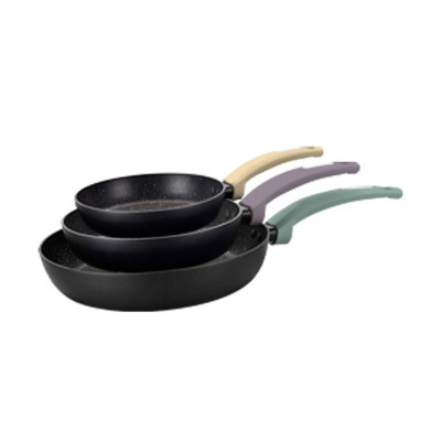 Food Appeal EVERYDAY Series 3-Piece Frying Pan Set, Yellow, Purple and Green