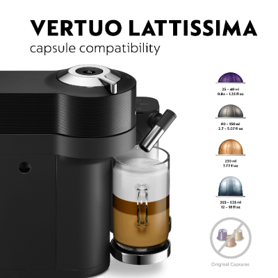 ماكينة قهوة نسبرسو Vertuo Lattissima GDV5-IL-BK-NE – أسود – سنة ضمان المستورد الرسمي