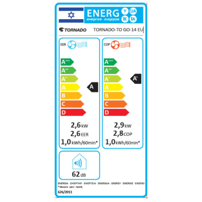 مكيف متنقل Tornado TO GO 14 EU قدرة 9,000 BTU – أبيض – ضمان رسمي
