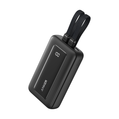 أنكر بنك طاقة Zolo بقدرة 35 واط مع كابلين USB-C مدمجين سعة 10000 مللي أمبير لون أسود