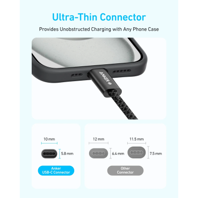 أنكر كابل USB-C إلى USB-C بقدرة 240 واط لون أسود