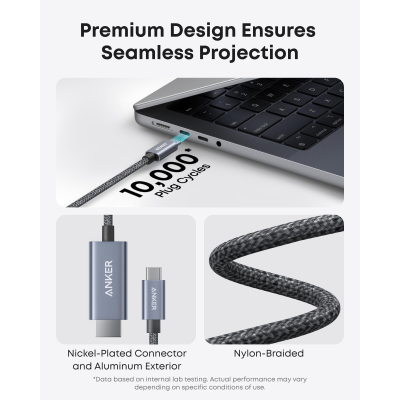 أنكر كابل USB-C إلى HDMI بطول 1.8 متر لون أسود