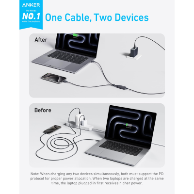 أنكر كابل USB-C إلى USB-C بطول 1.2 متر لون أسود