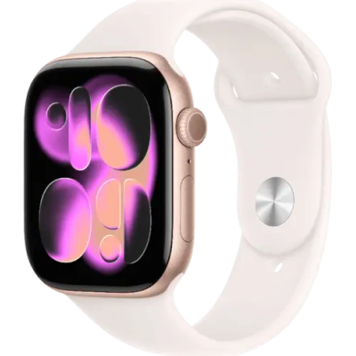 أبل ساعة Watch Series 11 GPS قياس 46 مم هيكل ألمنيوم لون ذهبي وردي مع سوار Light Blush