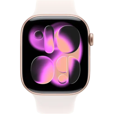 أبل ساعة Watch Series 11 GPS قياس 46 مم هيكل ألمنيوم لون ذهبي وردي مع سوار Light Blush