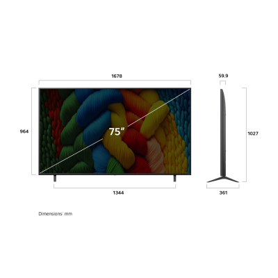 إل جي تلفزيون NanoCell فئة NANO80 حجم 75 بوصة بدقة 4K UHD ذكي بنظام تشغيل WebOS.
