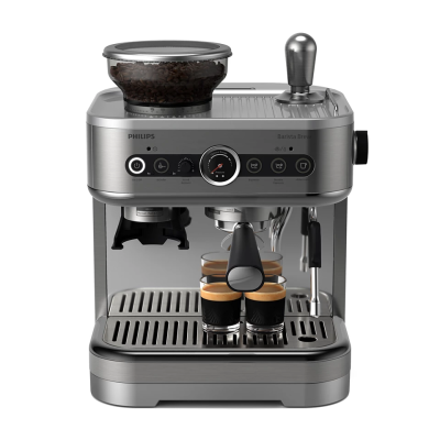 فيليبس ماكينة إسبريسو نصف أوتوماتيكية Barista Brew مع مطحنة مدمجة، فضي