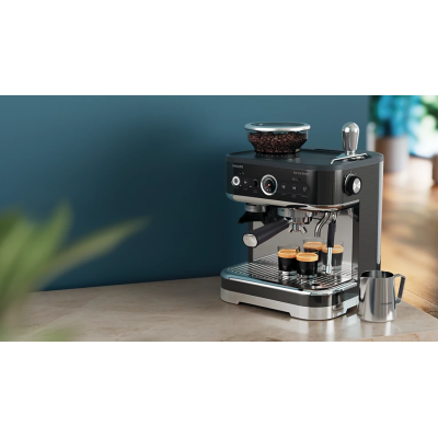 فيليبس ماكينة إسبريسو نصف أوتوماتيكية Barista Brew مع مطحنة مدمجة، أسود