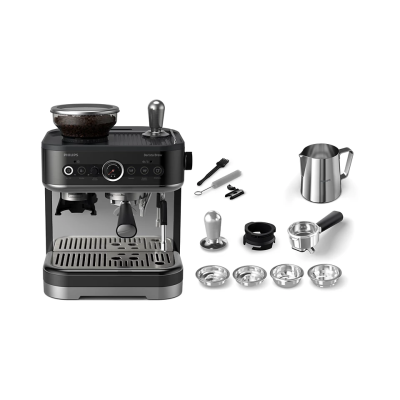 فيليبس ماكينة إسبريسو نصف أوتوماتيكية Barista Brew مع مطحنة مدمجة، أسود