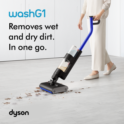 دايسون مكنسة غسيل رطب لاسلكية WASH G1، سعة 0.8 لتر، أسود وأزرق