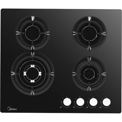 Midea gas cooktop 60GH503-B 4 burners 60 cm – black glass finish – official importer warranty