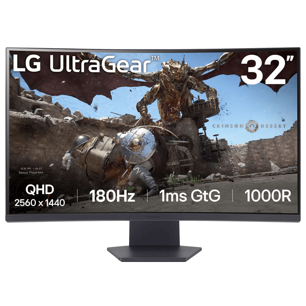 إل جي UltraGear 32GS60QC-B شاشة ألعاب منحنية 32 بوصة تدعم FreeSync لوحة VA دقة QHD زمن استجابة 1 مللي ثانية معدل تحديث 180 هرتز اللون أسود - ضمان ثلاث سنوات من المستورد الرسمي