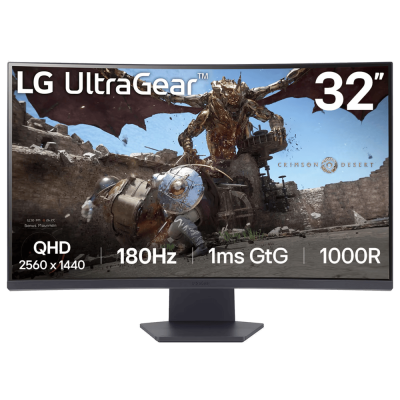 LG UltraGear 32GS60QC-B 32'' Curved Gaming Monitor FreeSync VA QHD 1ms 180Hz Black - 3 Years Warranty by Official Importer