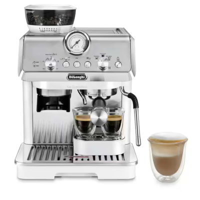 DeLonghi Manual Coffee Machine EC9155.W with Steam Frother – White – 2 Years Official Importer Warranty